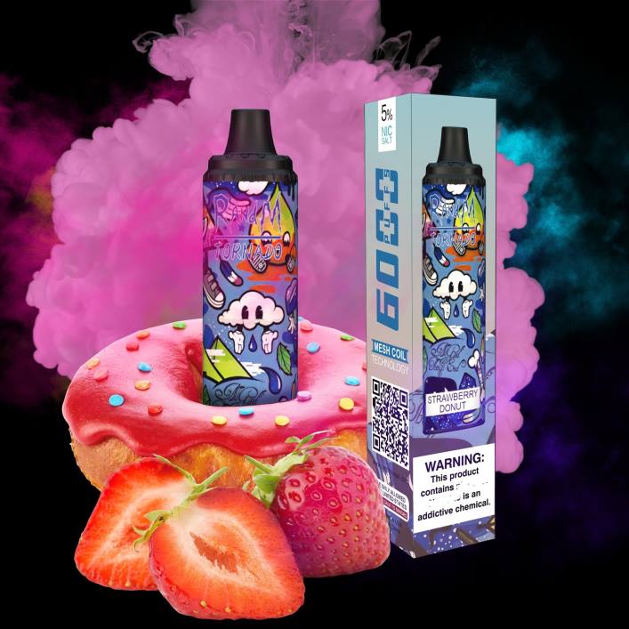 RandM Vape Rabattcode | RandM Tornado 00P2285 6000 Airflow Control Vape Pod Gerät 1St Erdbeerdonut